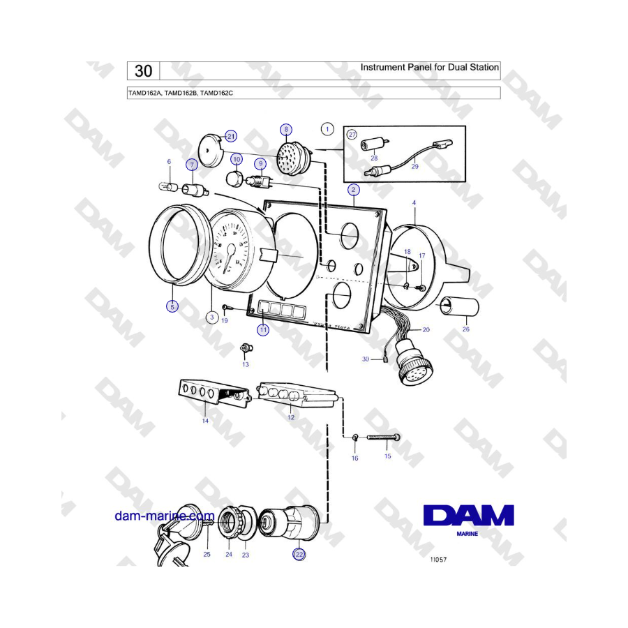 Volvo Penta TAMD162A, TAMD162B, TAMD162C - Pannello strumenti per doppia stazione 