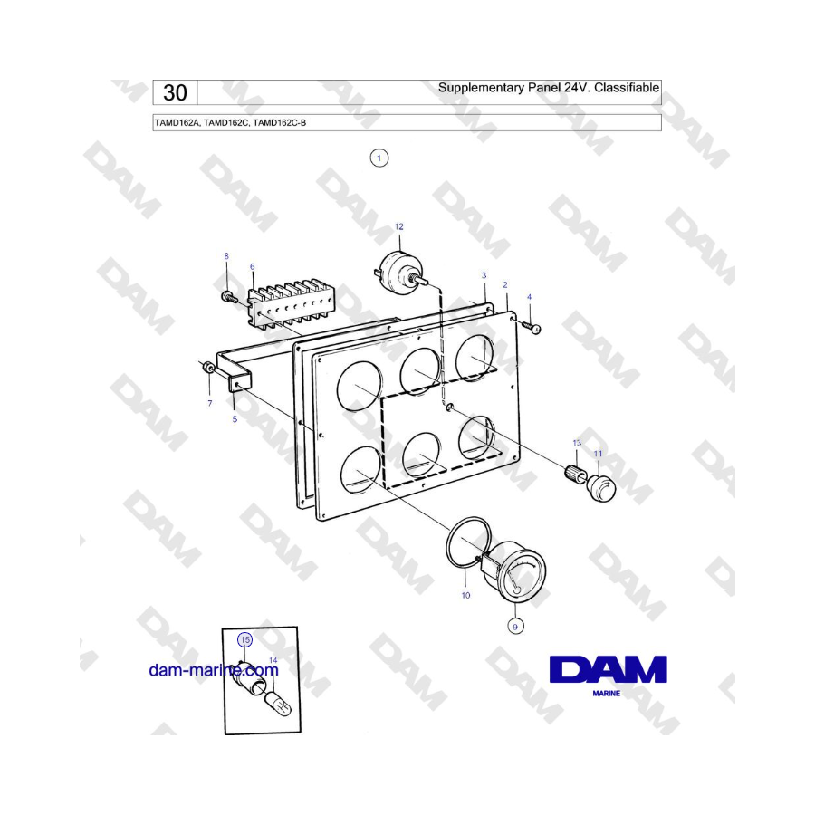 Volvo Penta TAMD162A, TAMD162C, TAMD162C-B - Panel suplementario 24V. Clasificable