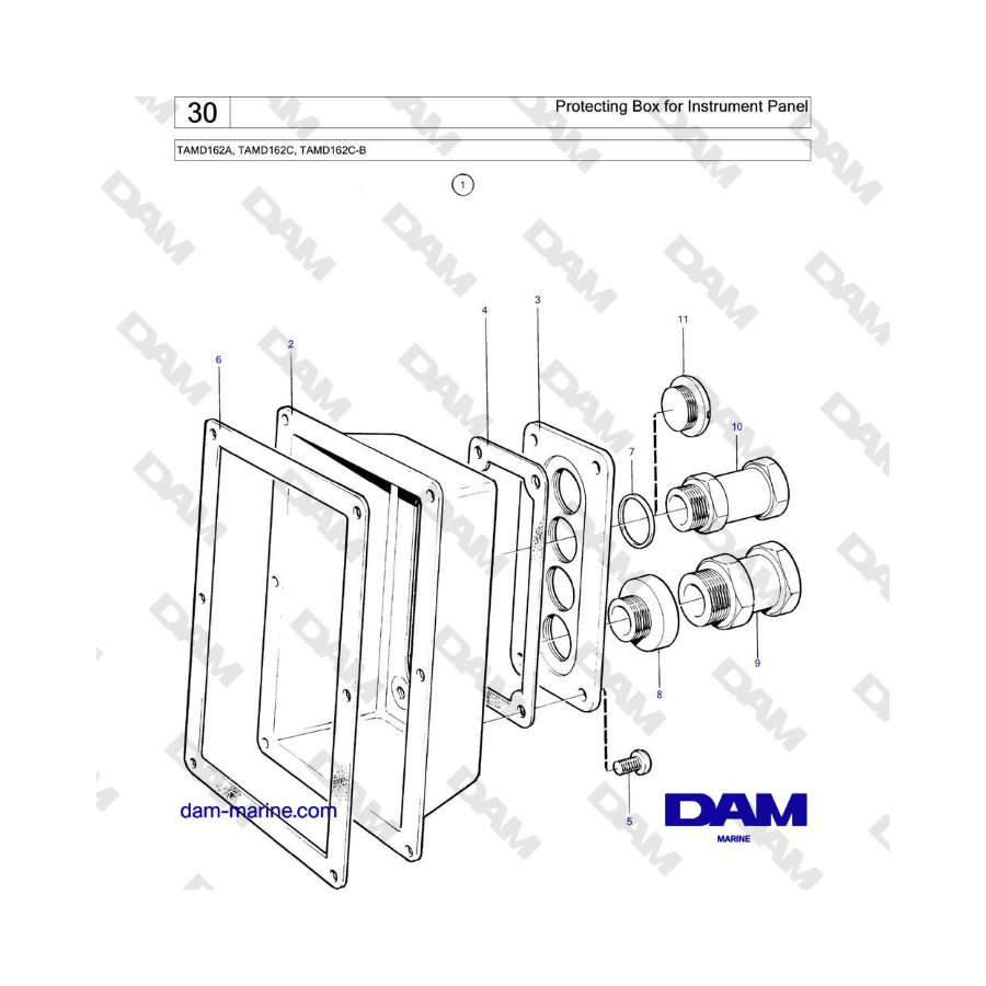Volvo Penta TAMD162A, TAMD162C, TAMD162C-B - Caja protectora para el panel de instrumentos