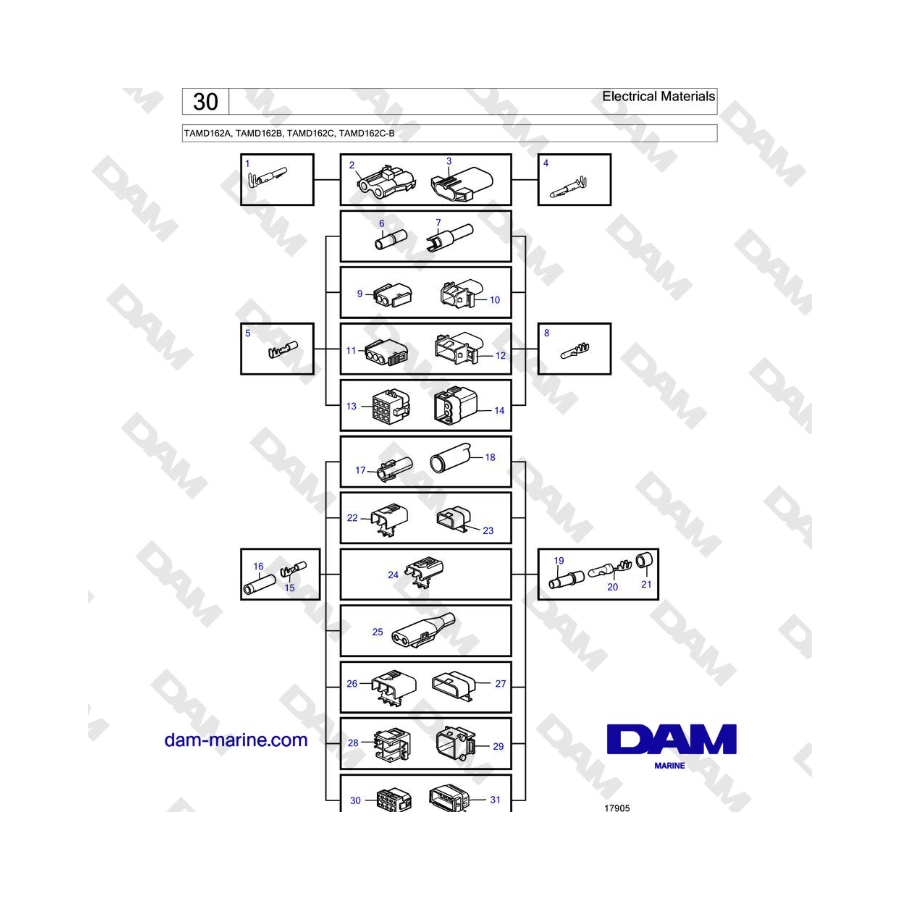 Volvo Penta TAMD162A, TAMD162B, TAMD162C, TAMD162C-B - Materiales eléctricos