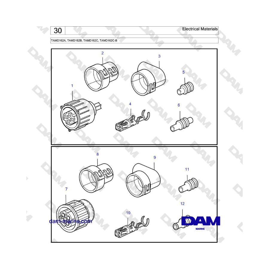 Volvo Penta TAMD162A, TAMD162B, TAMD162C, TAMD162C-B - Materiales eléctricos