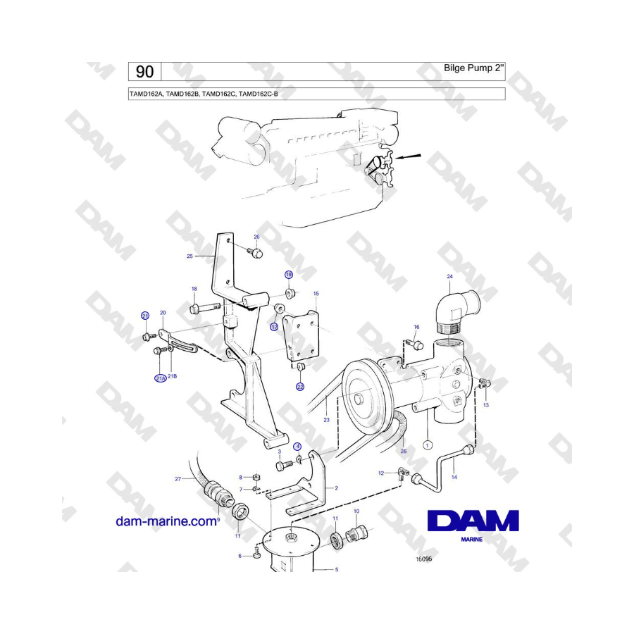 Volvo Penta TAMD162A, TAMD162B, TAMD162C, TAMD162C-B - Bomba de achique de 2''