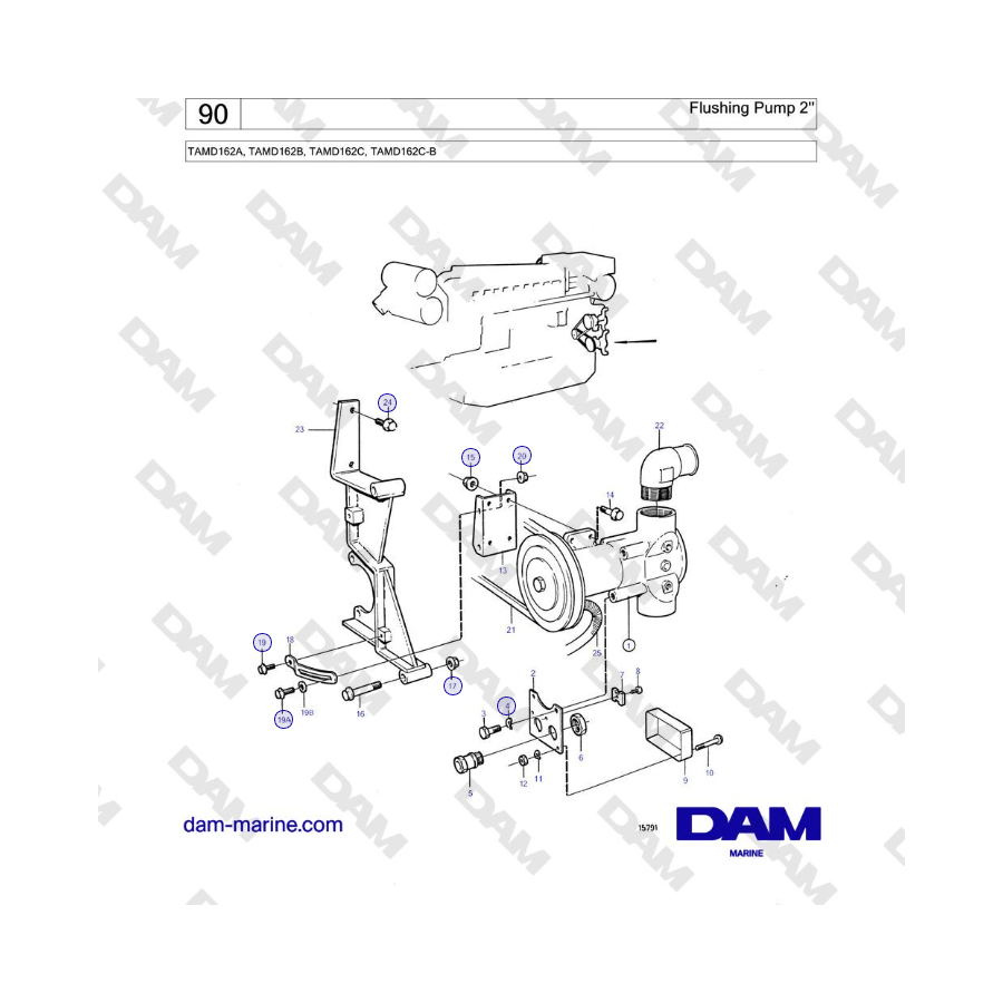 Volvo Penta TAMD162A, TAMD162B, TAMD162C, TAMD162C-B - Bomba de lavado de 2''