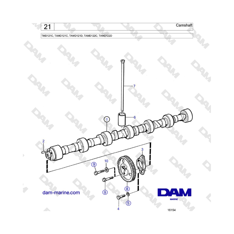 Volvo Penta TMD121C, TAMD121C, TAMD121D, TAMD122C, TAMD122D - Camshaft