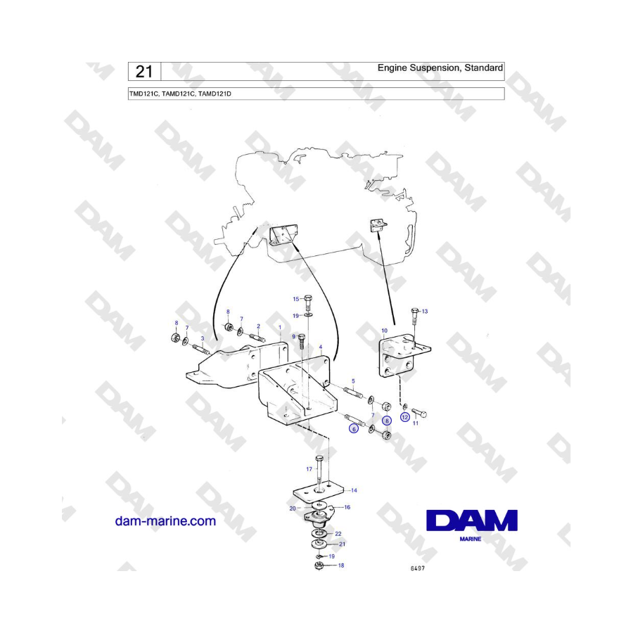 Volvo Penta TAMD122C, TAMD122D - Sospensione motore, standard