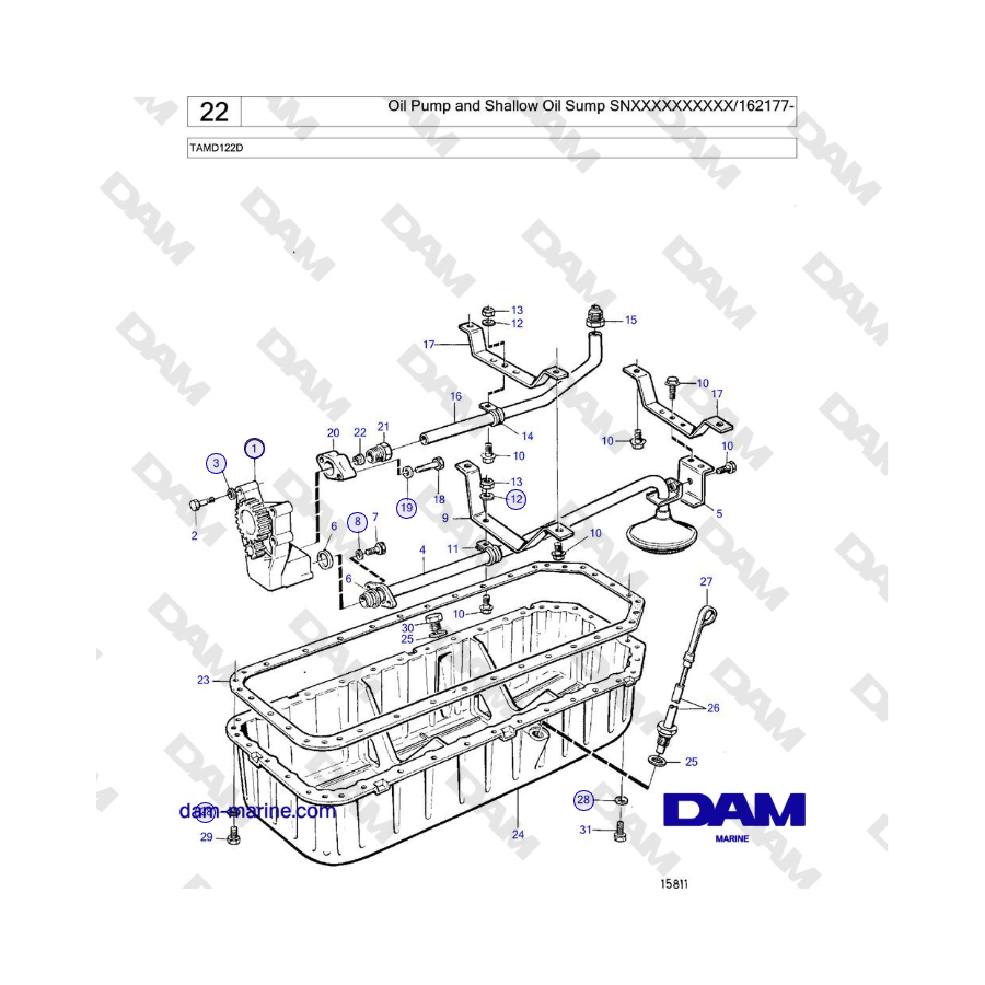 Volvo Penta TAMD122D - Pompa dell'olio e coppa dell'olio poco profonda
