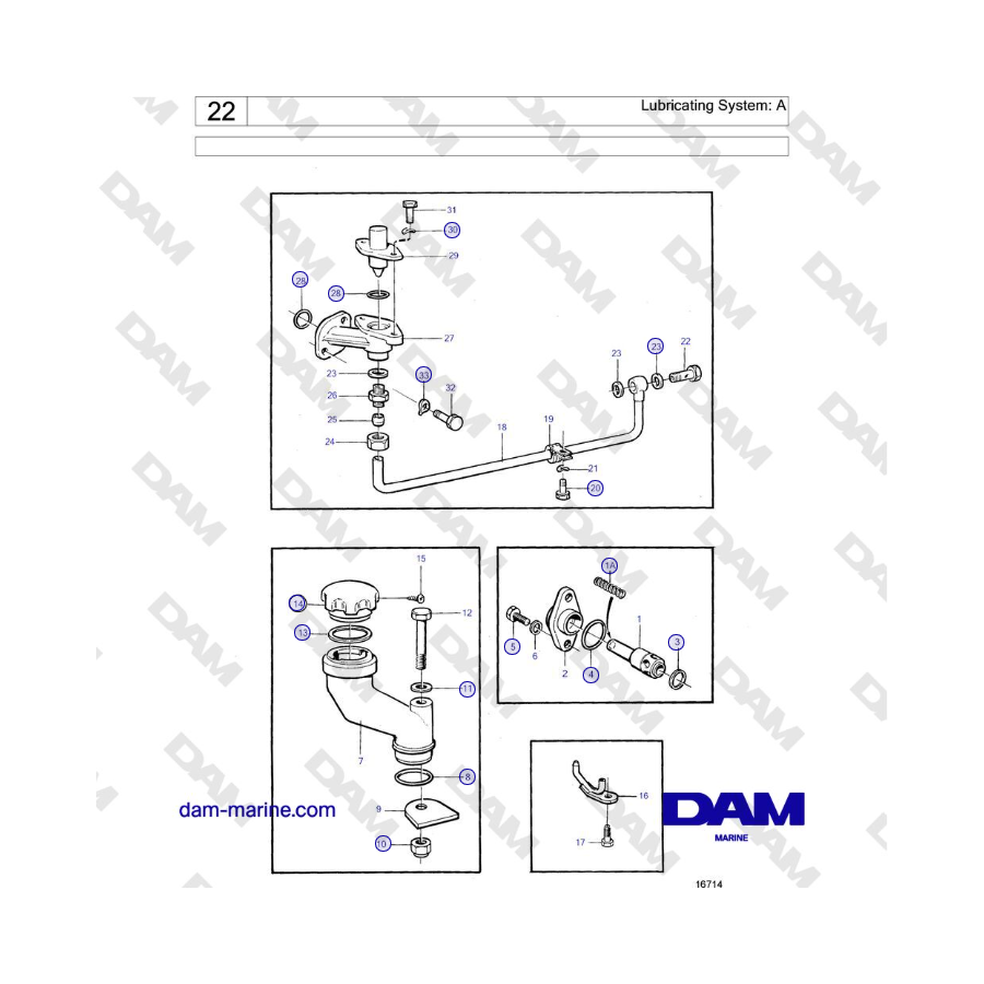 Volvo Penta TMD121C, TAMD121C, TAMD121D, TAMD122C, TAMD122D - Sistema di lubrificazione: A