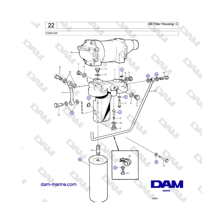 Volvo Penta TAMD122D - Alloggiamento filtro olio: C