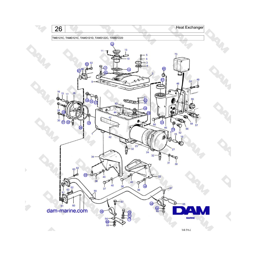 Volvo Penta TMD121C, TAMD121C, TAMD121D, TAMD122C, TAMD122D - Intercambiador de calor