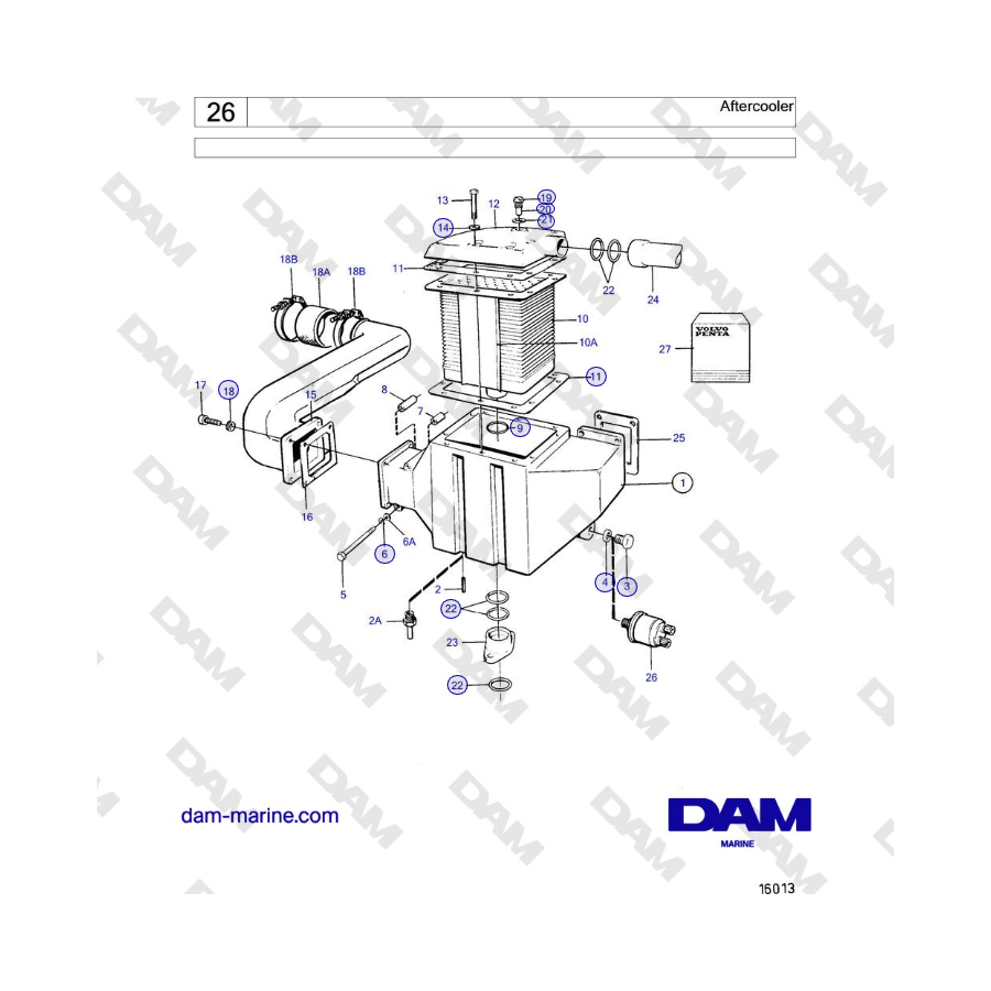 Volvo Penta TMD121C, TAMD121C, TAMD121D, TAMD122C, TAMD122D - Post-raffreddatore