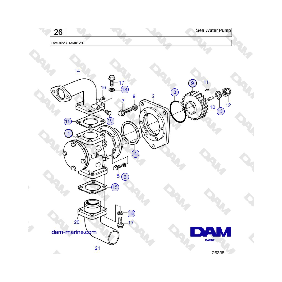 Volvo Penta TAMD122C, TAMD122D - Sea Water Pump