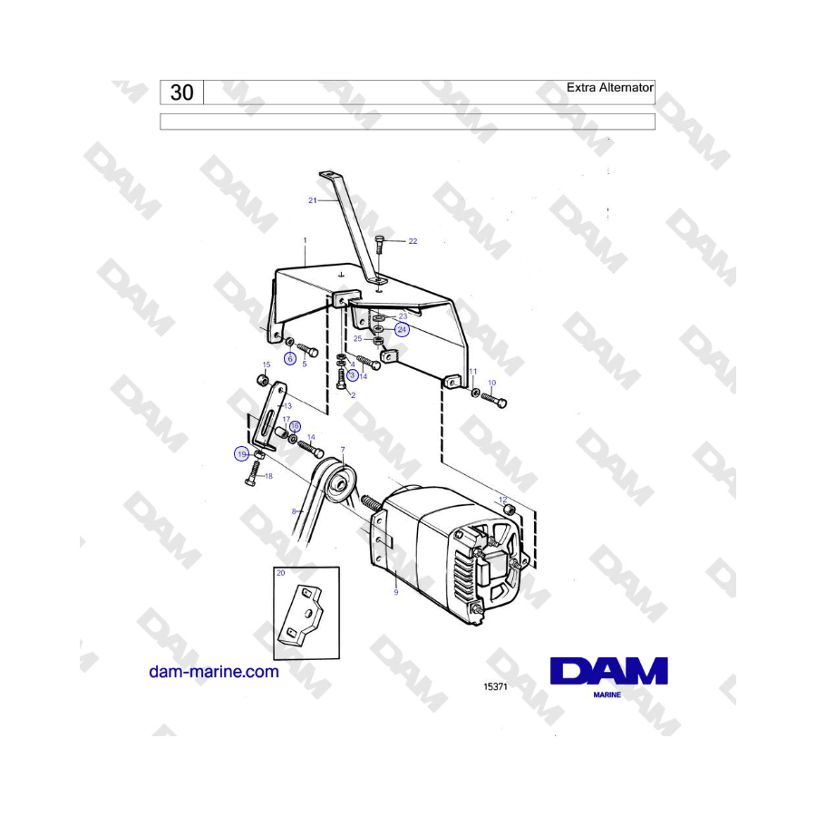 Alternador adicional para Volvo Penta TMD121C, TAMD121C, TAMD121D, TAMD122C, TAMD122D 
