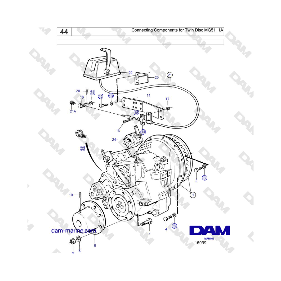 Volvo Penta TMD121C, TAMD121C, TAMD121D, TAMD122C, TAMD122D - Componentes de conexión para Twin Disc MG5111A 