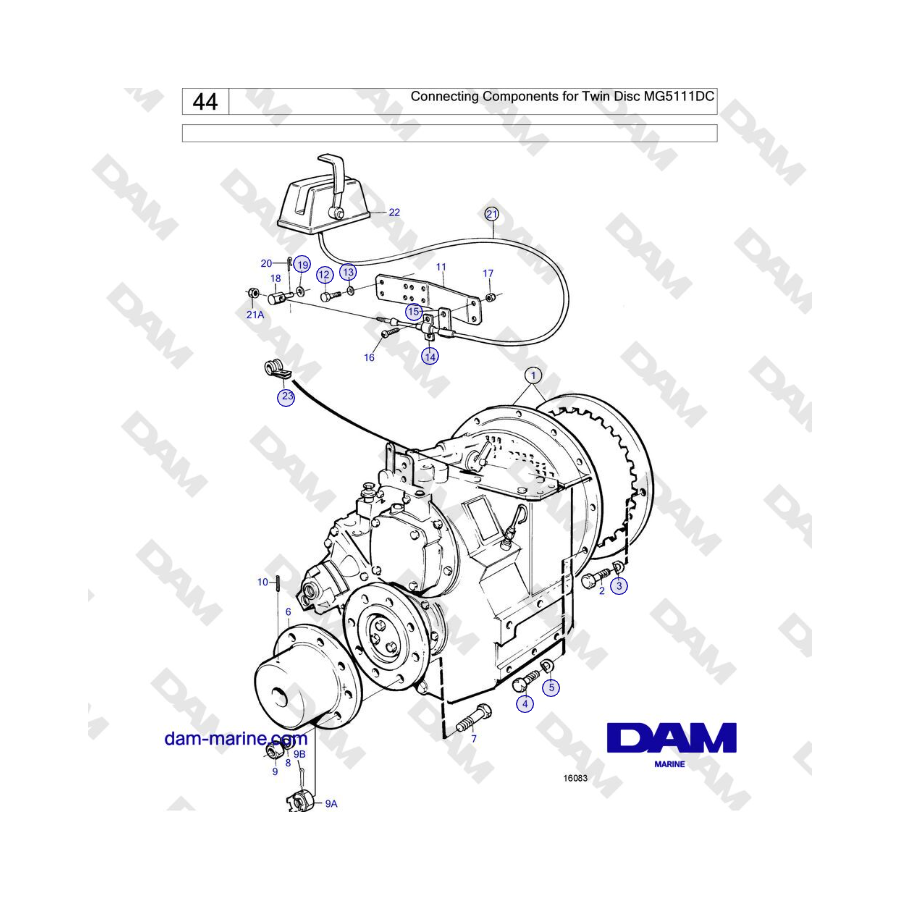 Volvo Penta TMD121C, TAMD121C, TAMD121D, TAMD122C, TAMD122D - Componentes de conexión para el disco doble MG5111DC