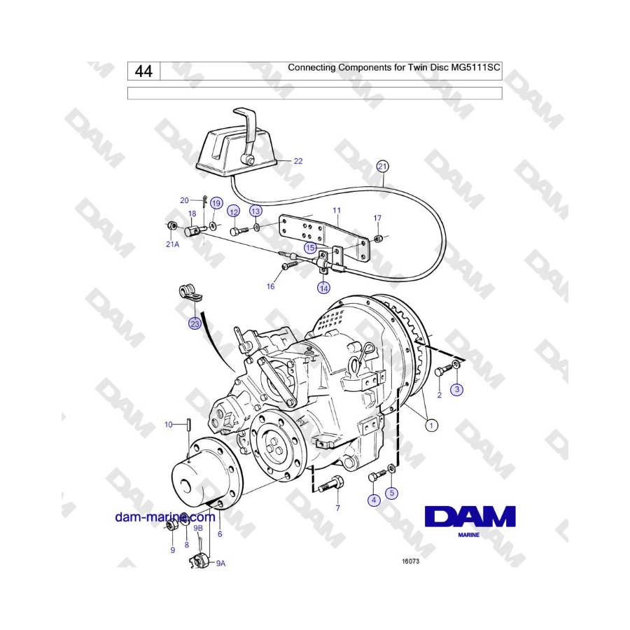 Volvo Penta TMD121C, TAMD121C, TAMD121D, TAMD122C, TAMD122D - Componenti di collegamento per Twin Disc MG5111SC 