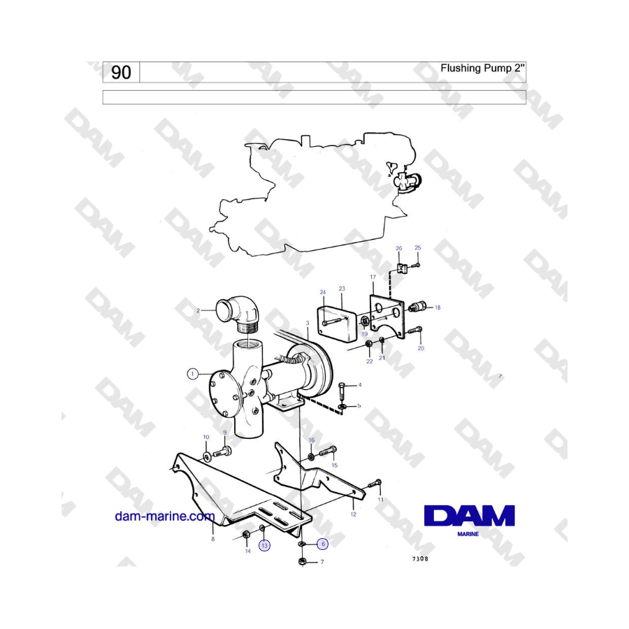 Volvo Penta TMD121C, TAMD121C, TAMD121D, TAMD122C, TAMD122D - Bomba de lavado de 2'' 