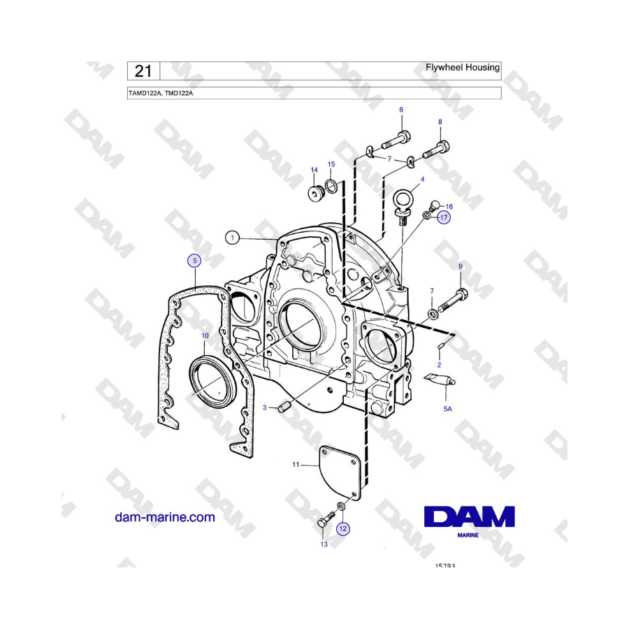 Volvo Penta TAMD122A, TMD122A - Alloggiamento del volano