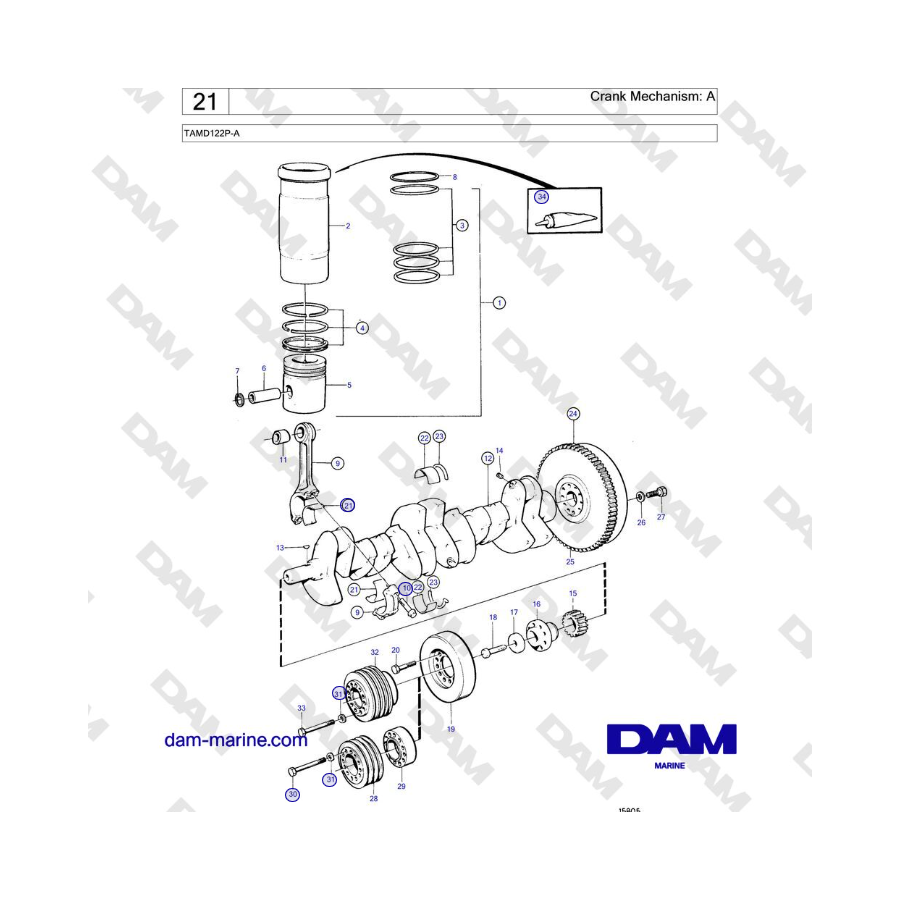 Volvo Penta TAMD122P-A - Crank Mechanism: A
