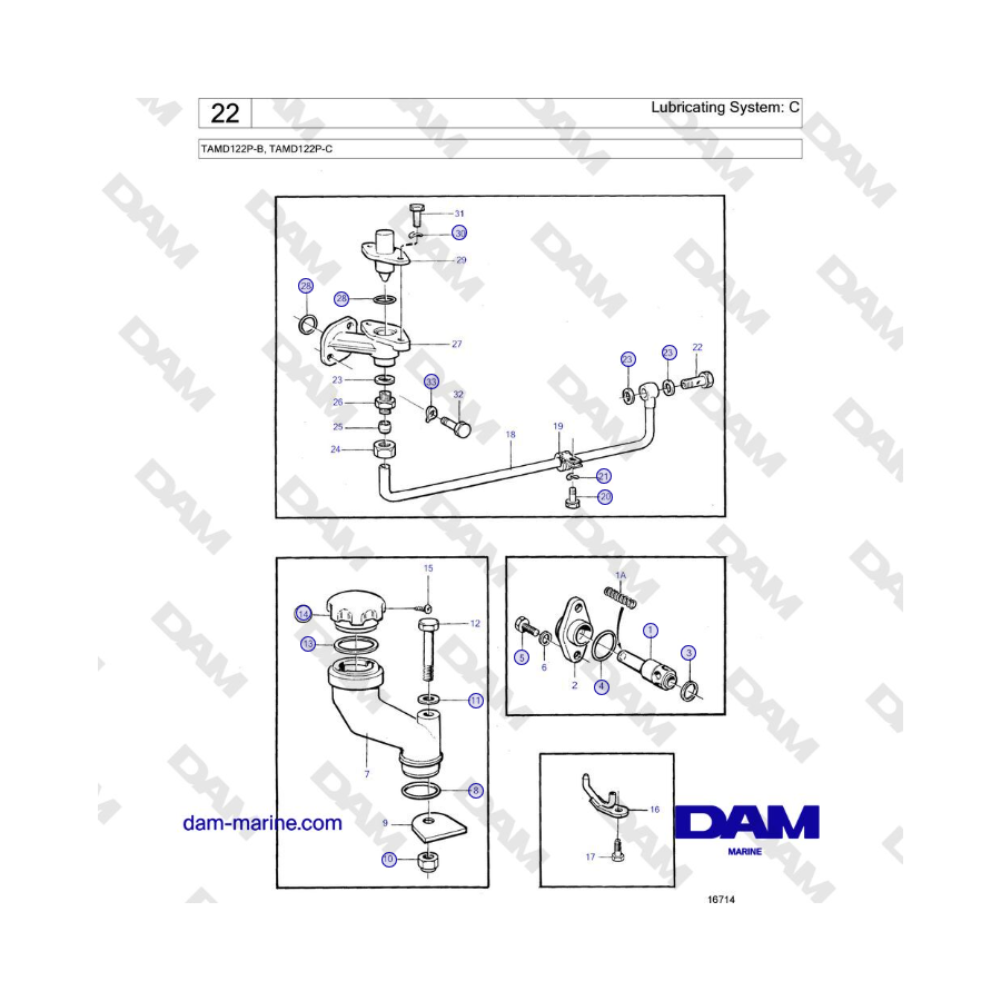 Volvo Penta TAMD122P-B, TAMD122P-C - Sistema di lubrificazione: C