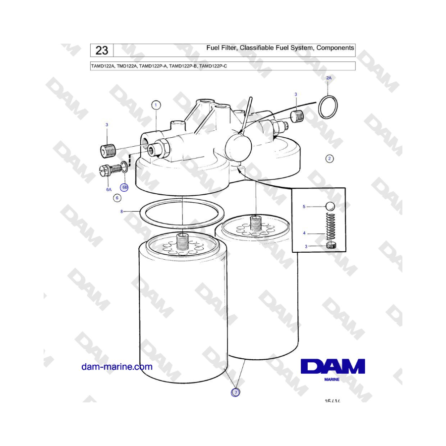 Volvo Penta TAMD122A, TMD122A, TAMD122P-A, TAMD122P-B, TAMD122P-C - Filtro carburante, Sistema di alimentazione classificabile, 