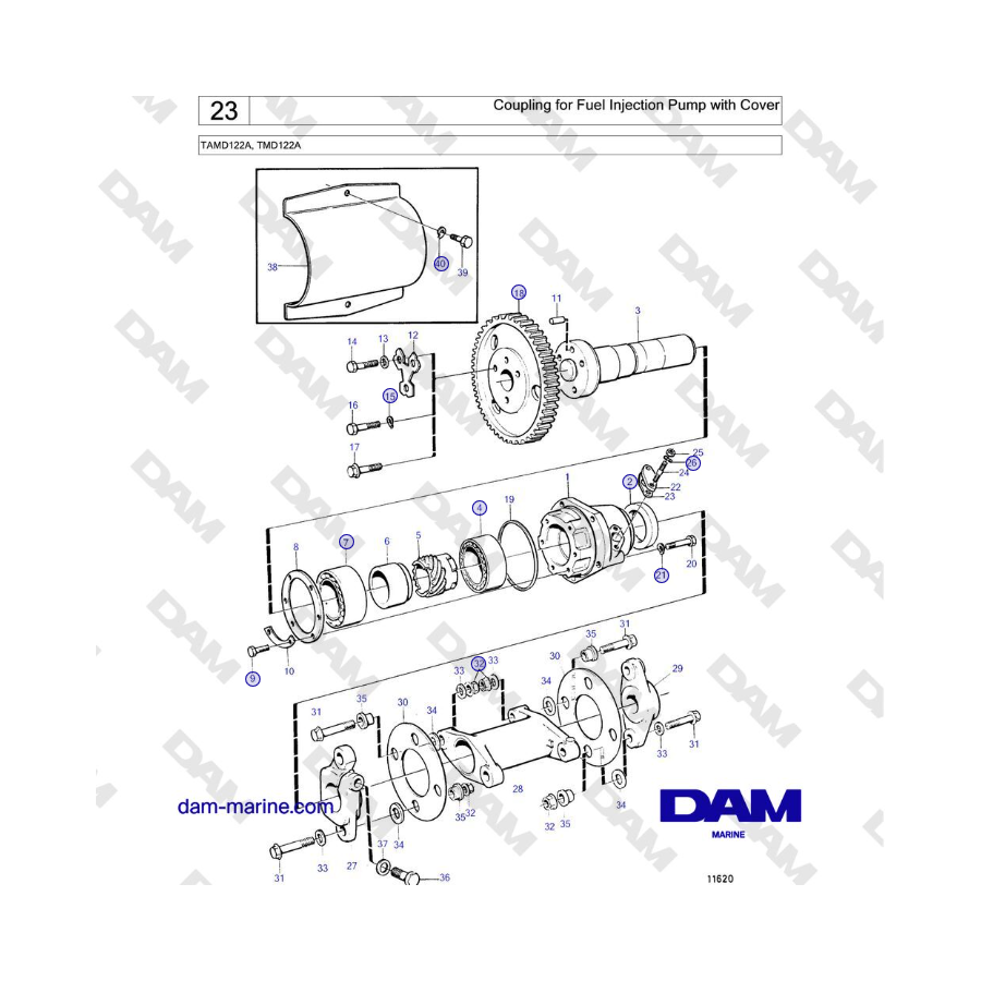 Volvo Penta TAMD122A, TMD122A - Acoplamiento para bomba de inyección de combustible con tapa