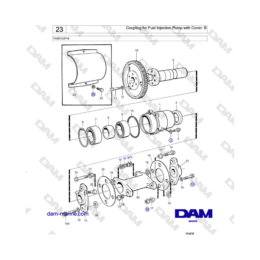 Volvo Penta TAMD122P-B - Coupling for Fuel Injection Pump with Cover: B