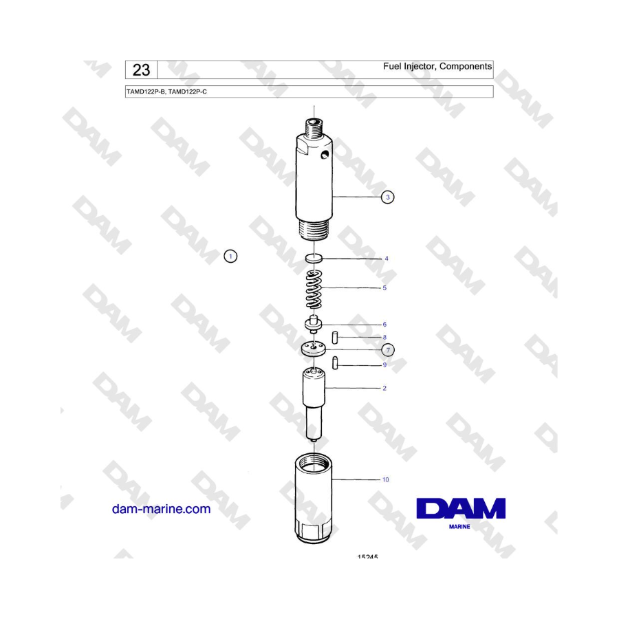 Volvo Penta TAMD122P-B, TAMD122P-C - Iniettore di carburante, componenti