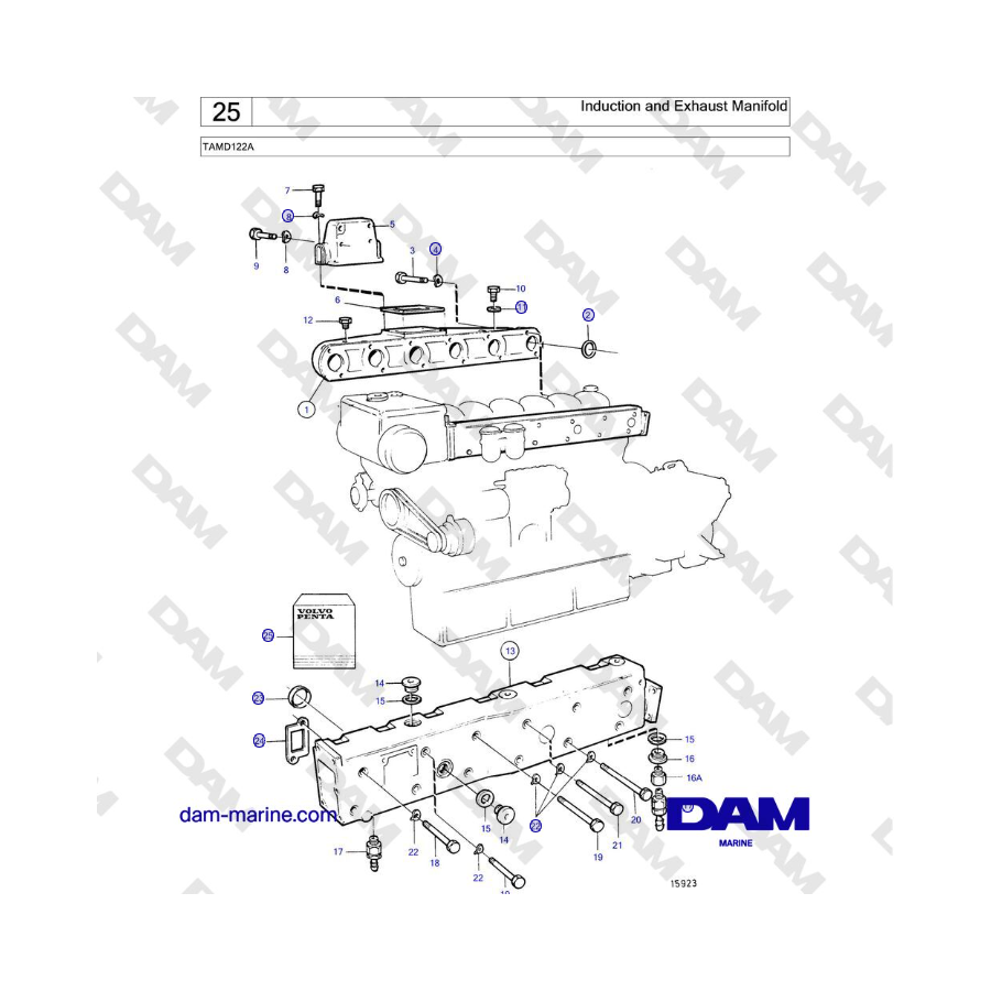 Volvo Penta TAMD122A - Colector de admisión y escape 