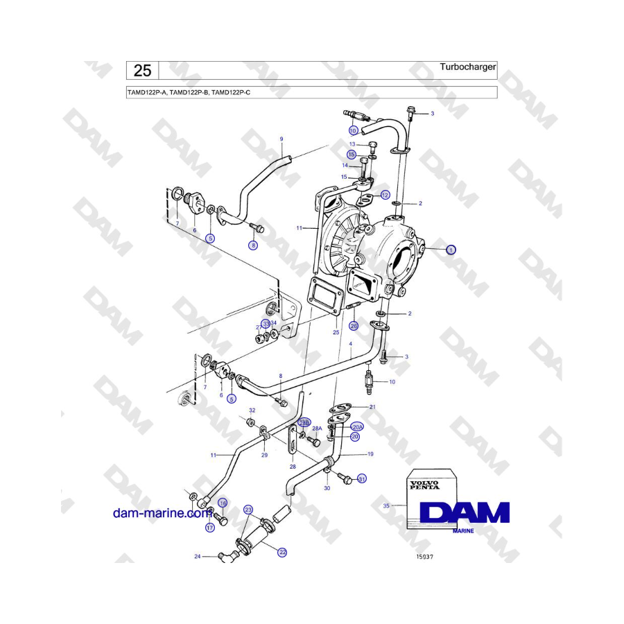 Volvo Penta TAMD122P-A, TAMD122P-B, TAMD122P-C - Turbocompressore