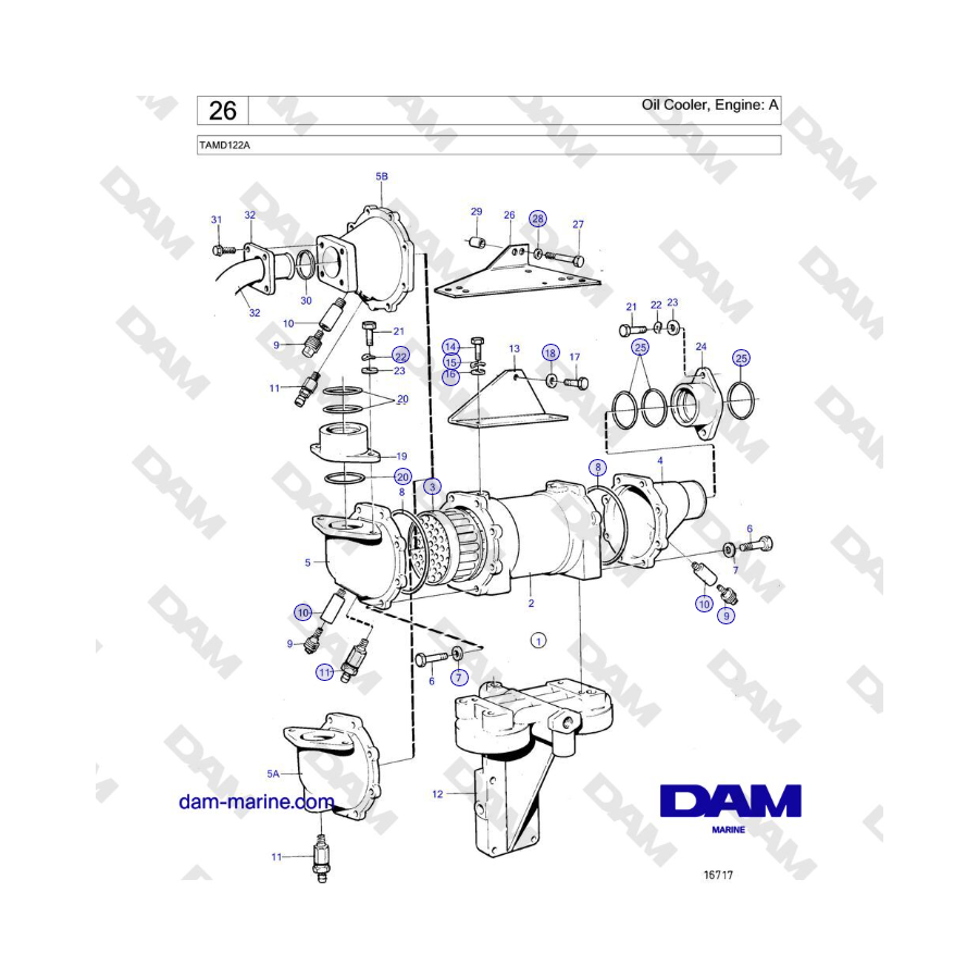 Volvo Penta TAMD122A - Enfriador de aceite, motor: A