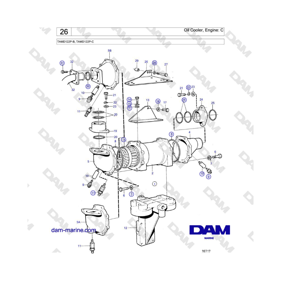Volvo Penta TAMD122P-B, TAMD122P-C - Radiatore dell'olio, Motore: C