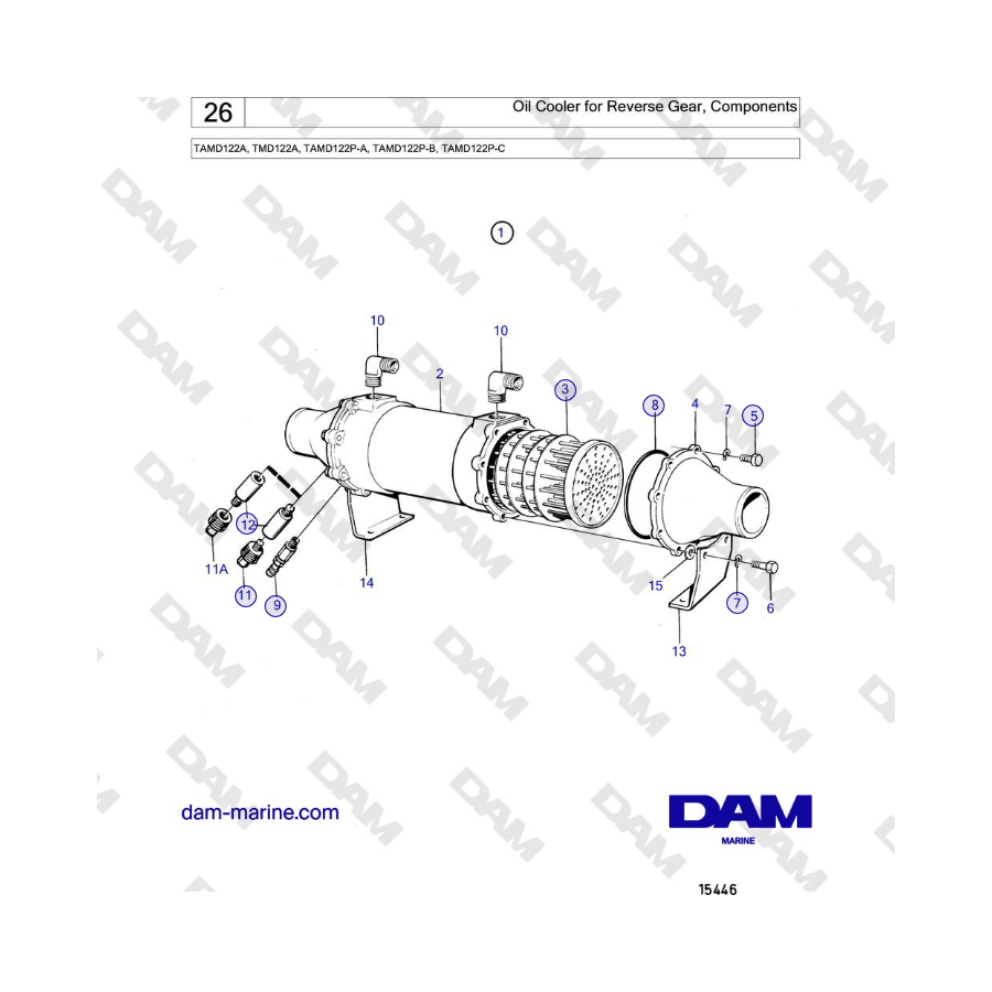 Volvo Penta TAMD122A, TMD122A, TAMD122P-A, TAMD122P-B, TAMD122P-C - Oil Cooler for Reverse Gear, Components