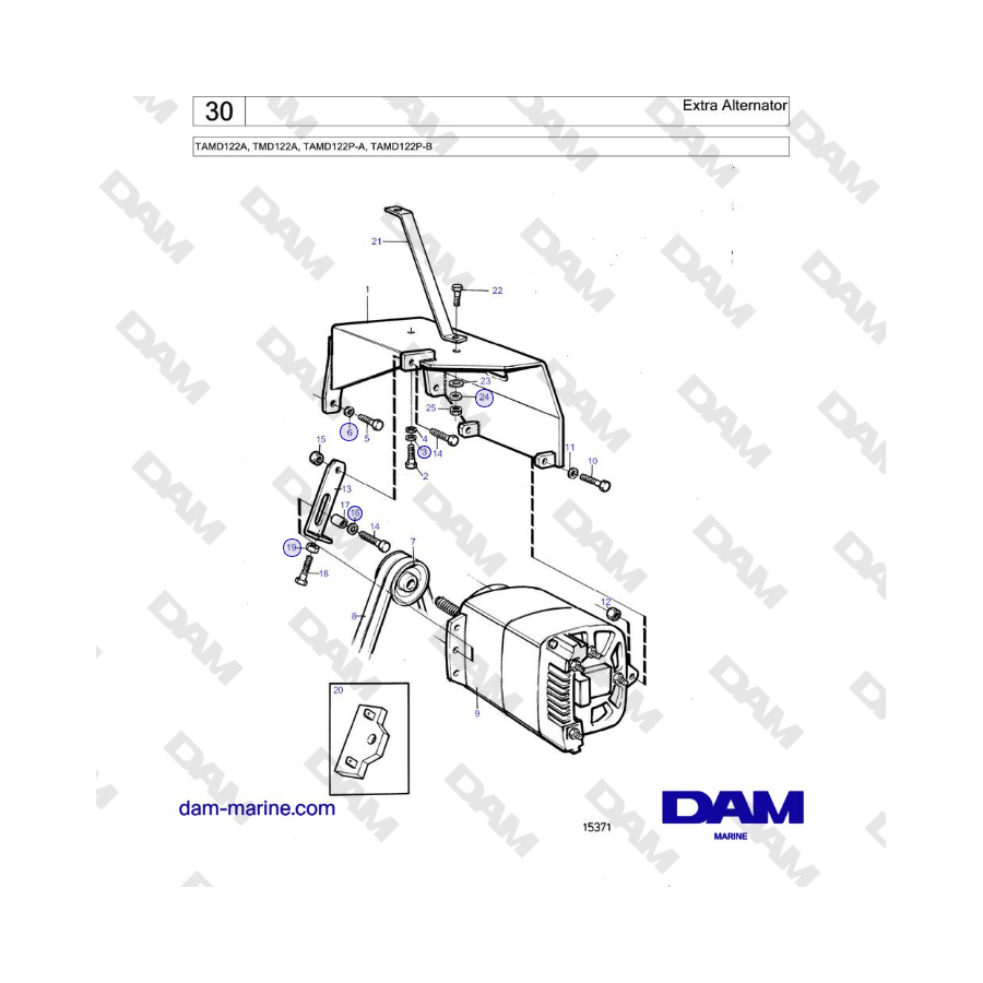 Volvo Penta TAMD122A, TMD122A, TAMD122P-A, TAMD122P-B - Extra Alternator
