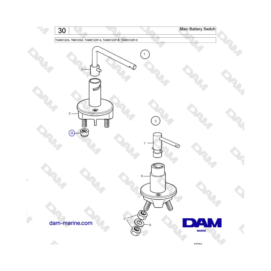 Volvo Penta TAMD122A, TMD122A, TAMD122P-A, TAMD122P-B, TAMD122P-C - Main Battery Switch