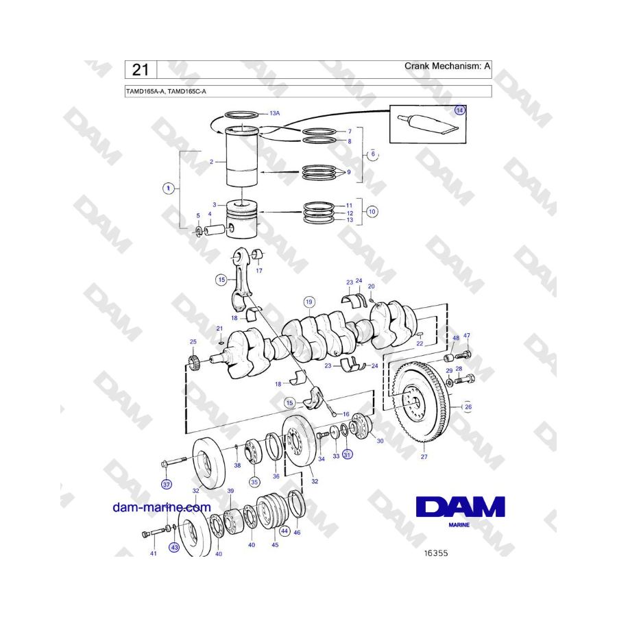 Volvo Penta TAMD165A-A, TAMD165C-A - Crank Mechanism: A