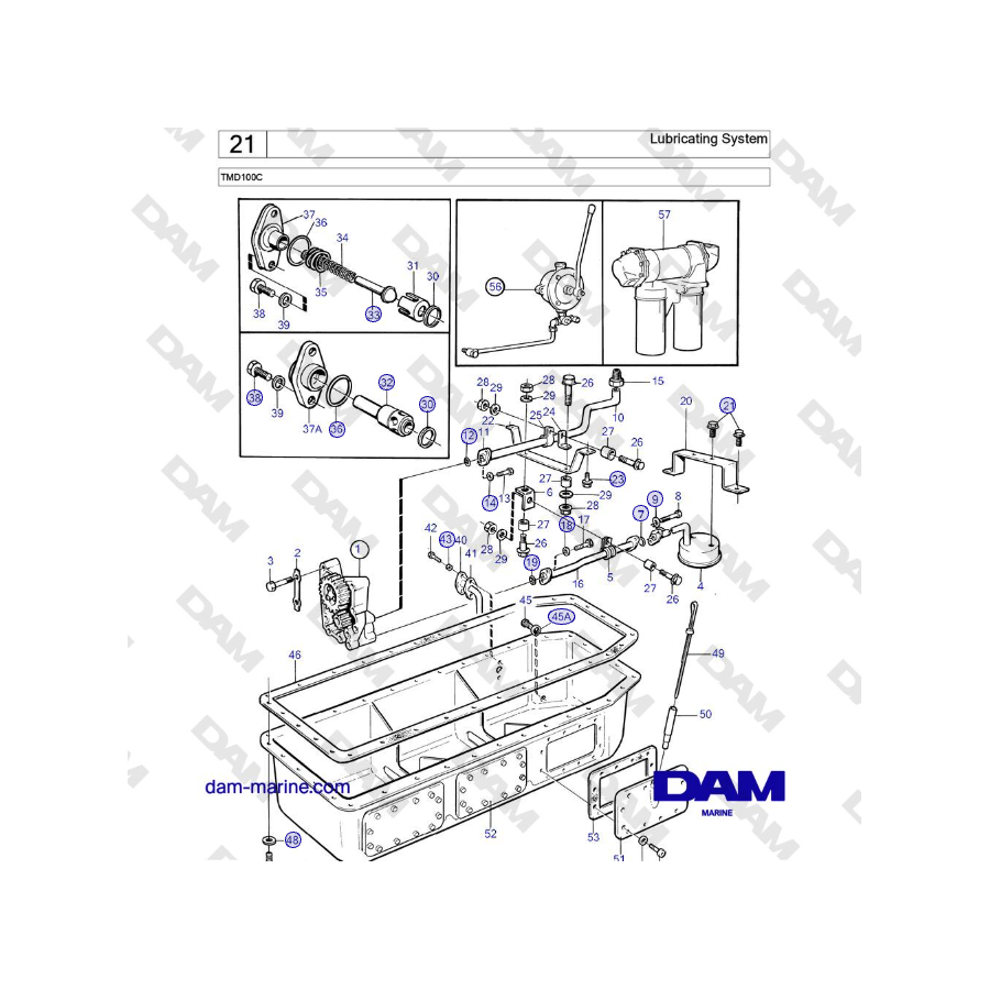 Volvo Penta TMD100C - Sistema de lubricación