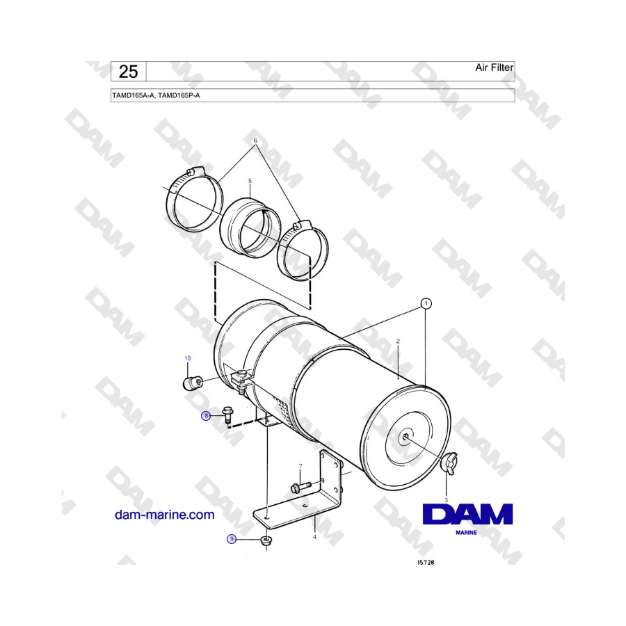 Filtro de aire para Volvo Penta TAMD165A-A, TAMD165P-A 