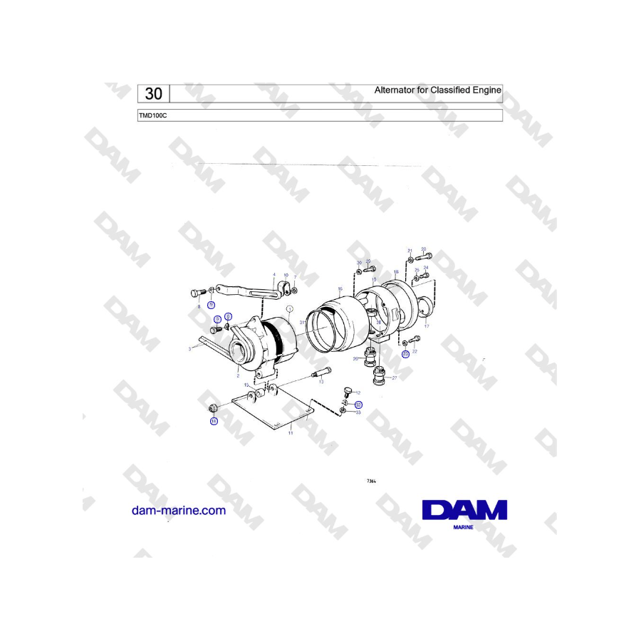 Volvo Penta TMD100C - Alternador para motor clasificado