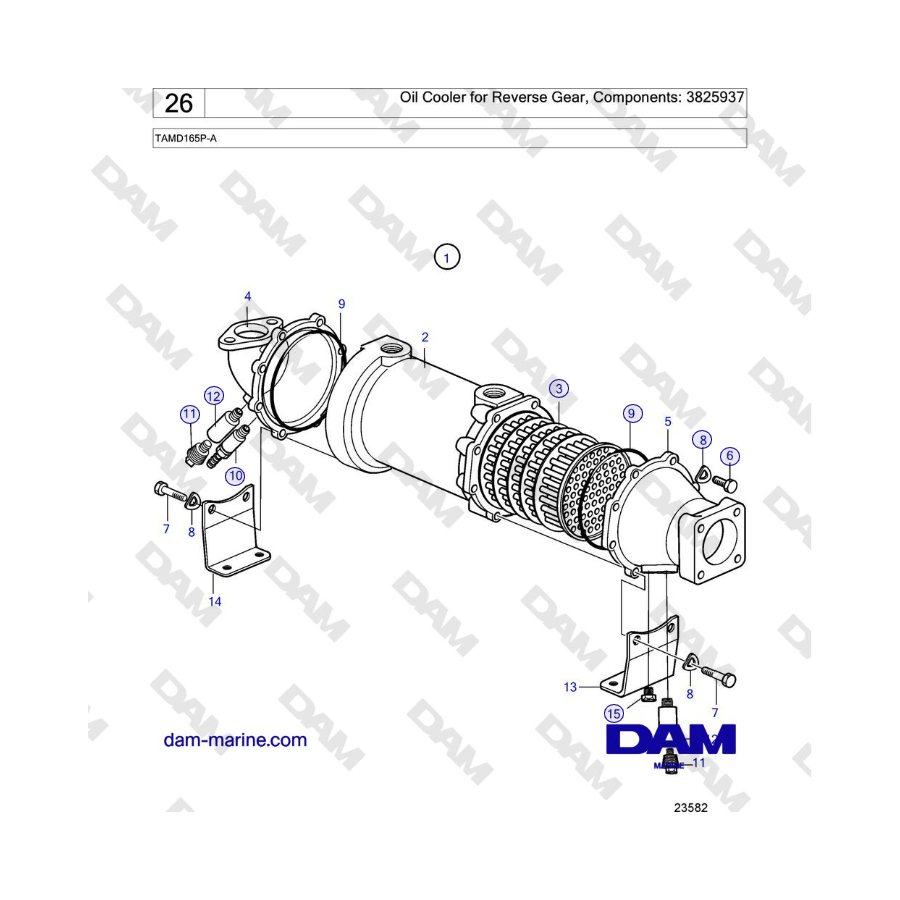 Volvo Penta TAMD165P-A - Radiatore olio per retromarcia, Componenti: 3825937