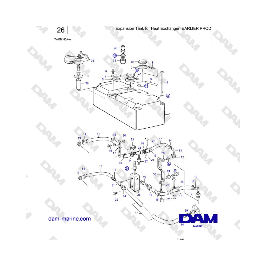 Volvo Penta TAMD165A-A - Serbatoio di espansione per scambiatore di calore: PRODOTTO PRECEDENTE