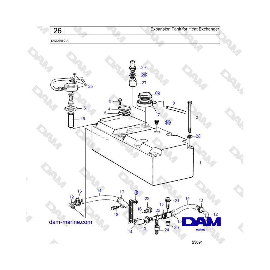 Volvo Penta TAMD165C-A - Expansion Tank for Heat Exchanger