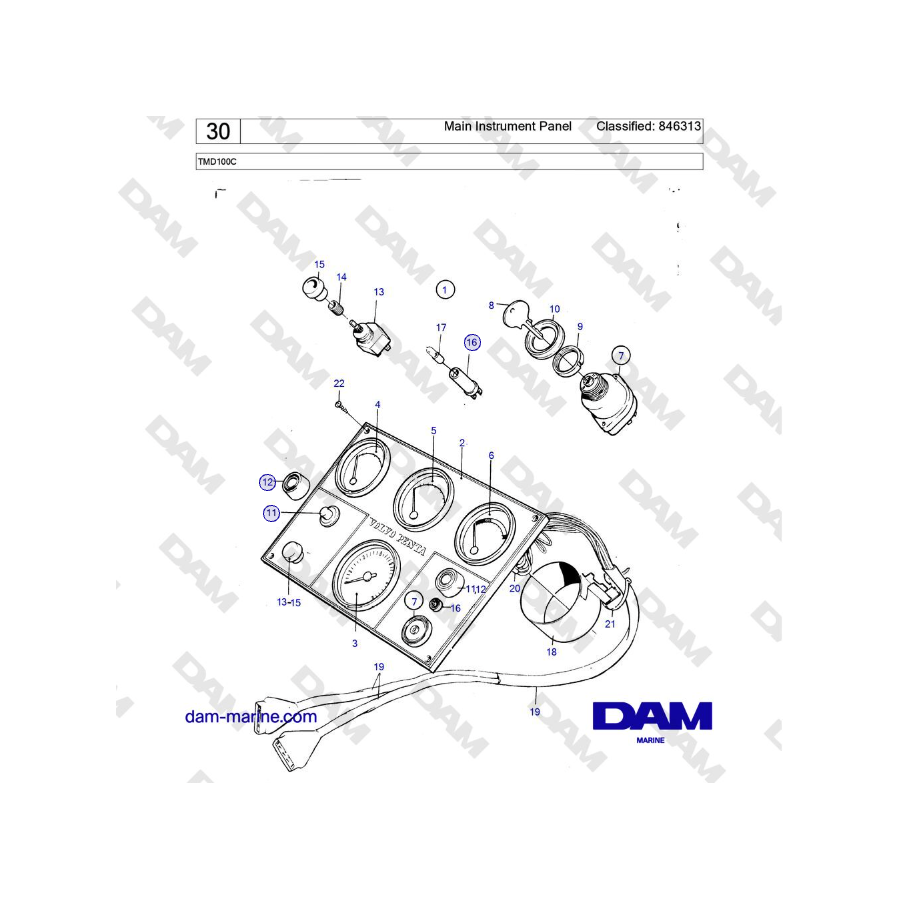 Volvo Penta TMD100C - Panel de instrumentos principal Clasificado: 846313