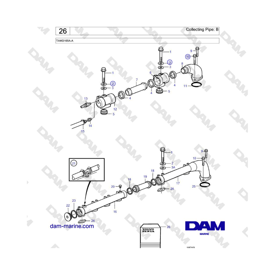 Volvo Penta TAMD165A-A - Collecting Pipe: B