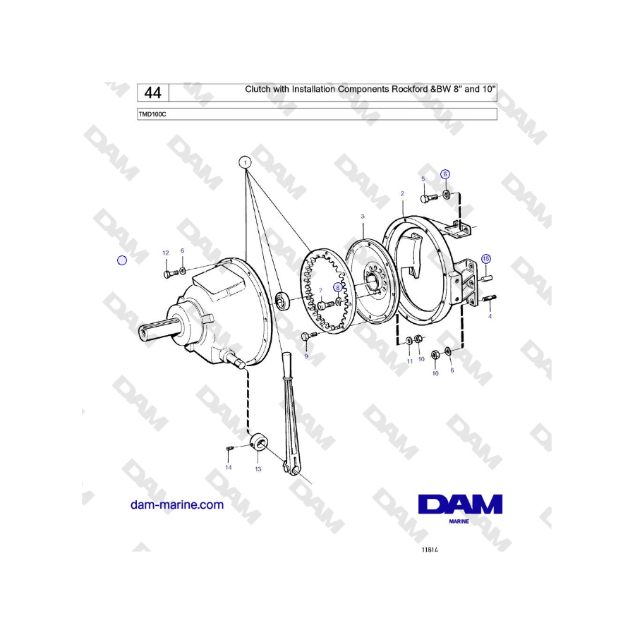 Volvo Penta TMD100C - Clutch with Installation Components Rockford & BW 8'' and 10''