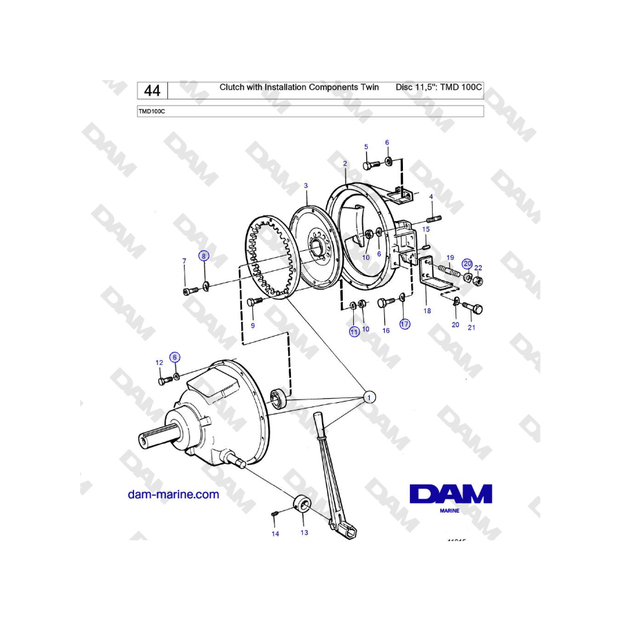 Volvo Penta TMD100C - Clutch with Installation Components Twin Disc 11.5'': TMD 100C