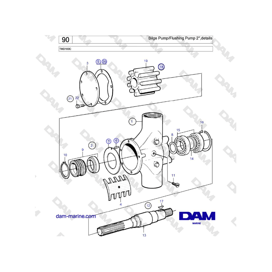 Volvo Penta TMD100C - Bilge Pump/Flushing Pump 2'', details