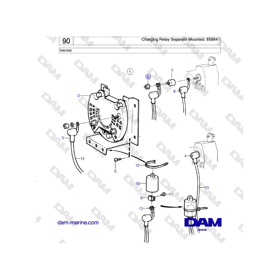 Volvo Penta TMD100C - Relè di carica montato separatamente: 858841