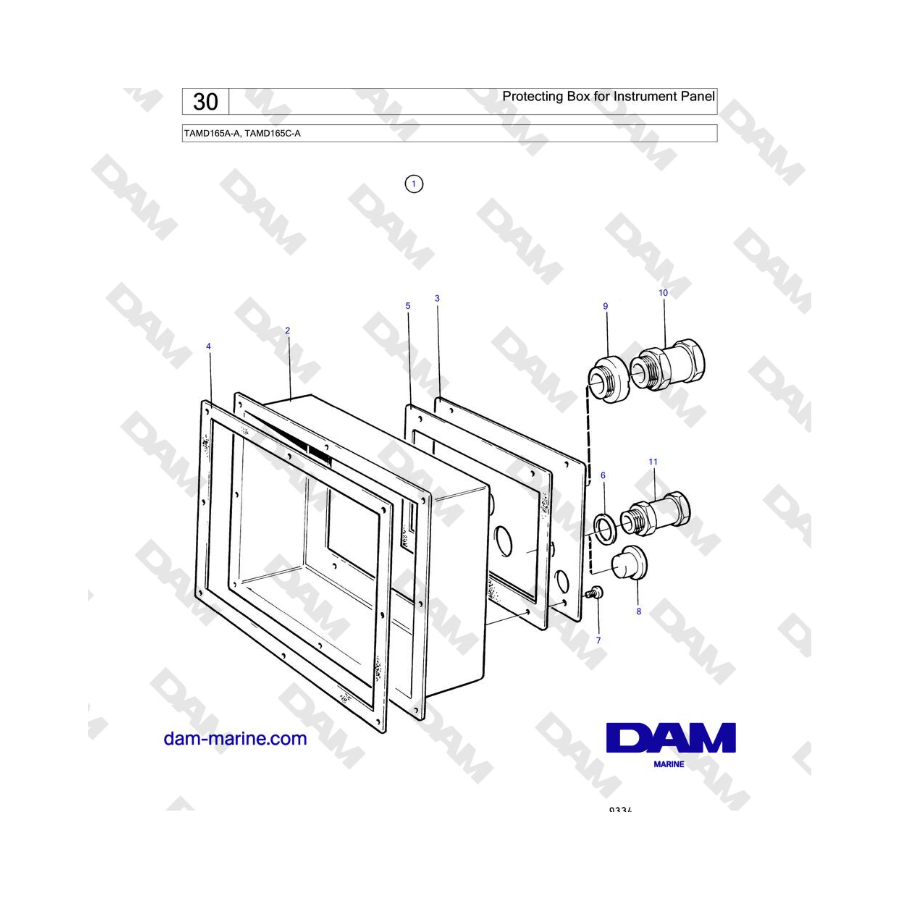 Volvo Penta TAMD165A-A, TAMD165C-A - Scatola di protezione per pannello strumenti