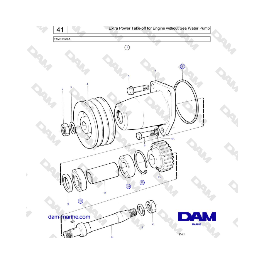 Volvo Penta TAMD165C-A - Toma de fuerza adicional para motor sin bomba de agua de mar