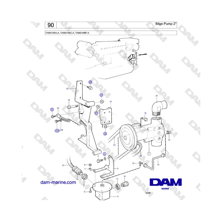Volvo Penta TAMD165A-A, TAMD165C-A, TAMD165P-A - Bomba de achique de 2'' 